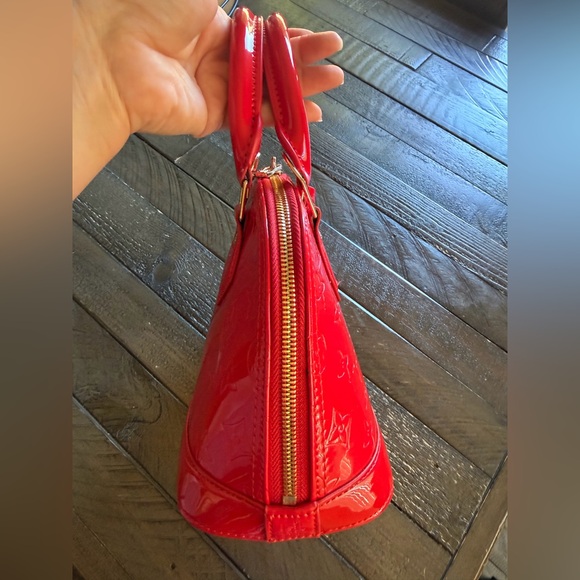 Red Vernis Alma BB Satchel with Gold Hardware,  New - Picture 10 of 17